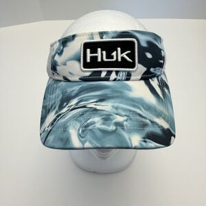 Huk Performance Headwear Mossy Oak Fishing Tie Dye Blue Sun Visor Hat One Size